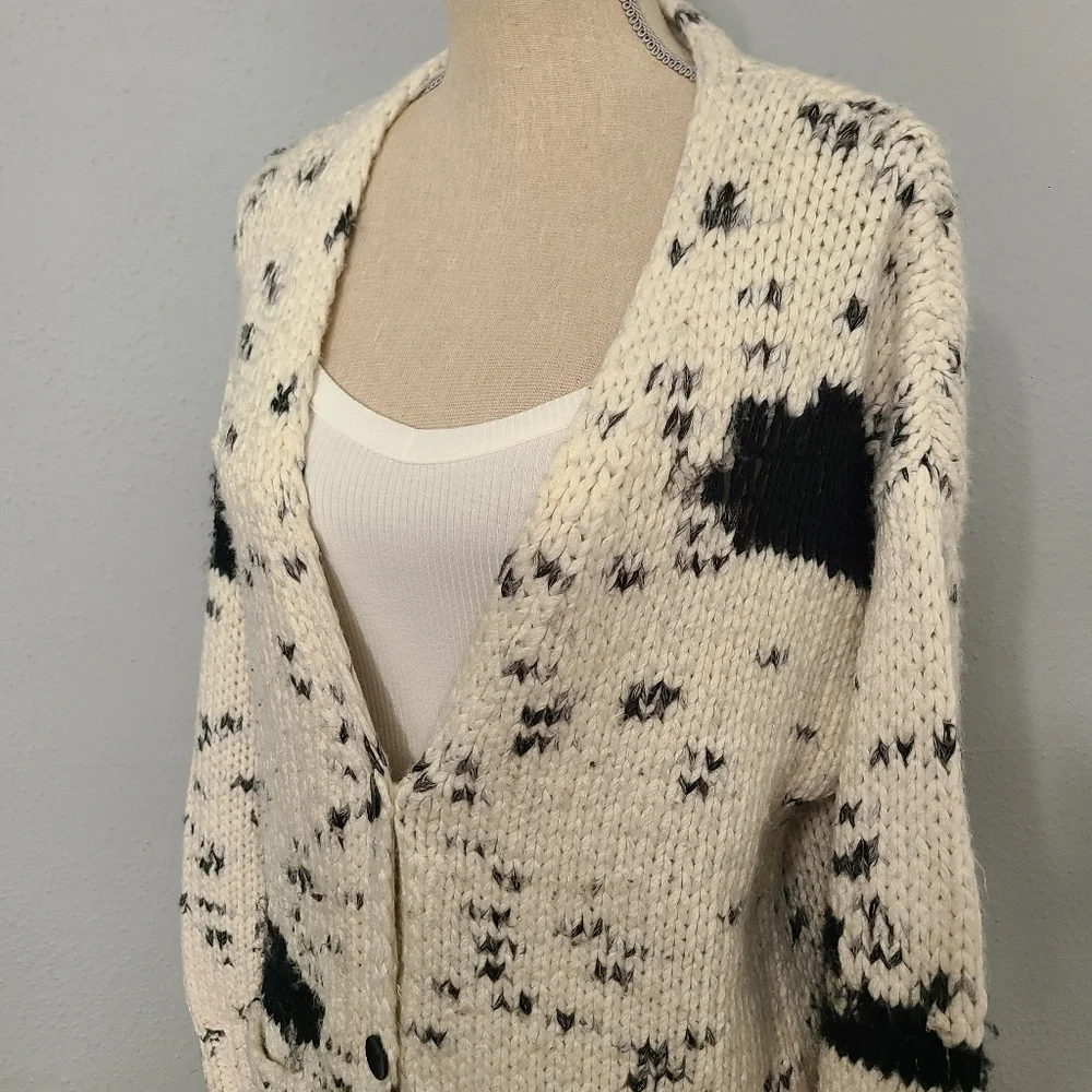 LIne Black and‎ Cream Button Up Sweater Size XS